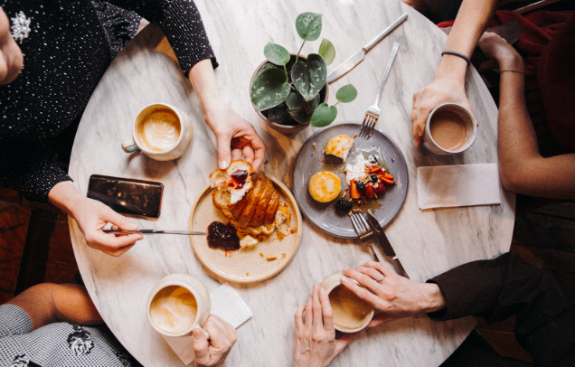 Friends sharing a table at brunch