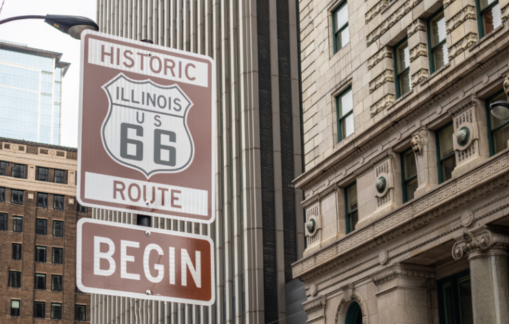Illinois Route 66 road sign